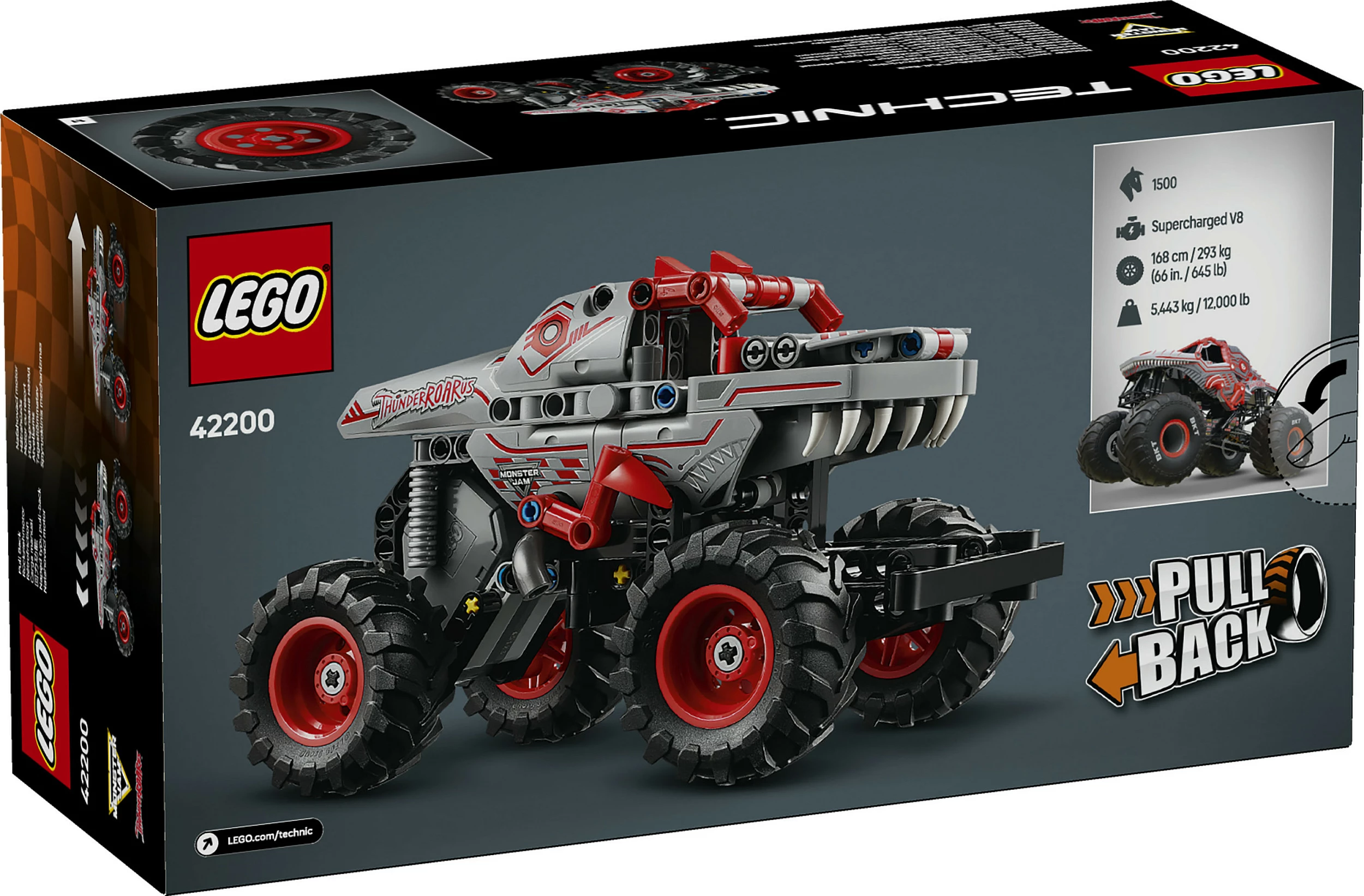Set ndërtimi LEGO Technic 42200 Monster Jam ThunderROARus, 232 pjesë, multikolor