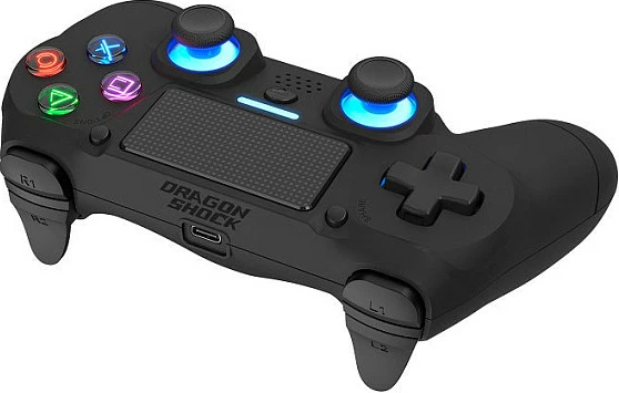Kontroller DragonShock Mizar+ wireless për PS4/PC, Bluetooth 5.0, LED blu, i zi