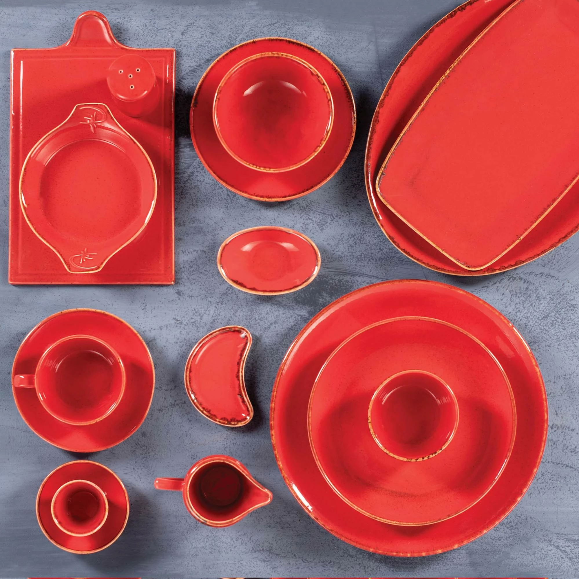 Mug porcelani Porland Seasons Magma 260 ml, e kuqe, set 6 copë