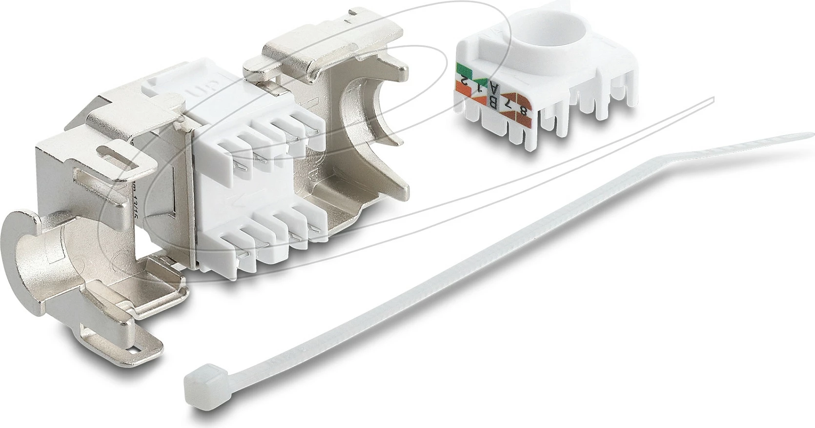 Modul Keystone RJ45 DeLOCK 90938, Cat6a, RJ45 femër - LSA, 45°, i bardhë