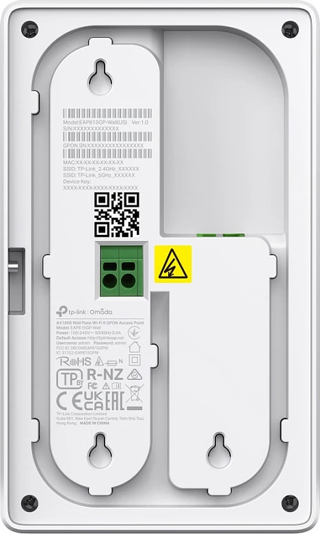 Access point TP-Link Omada EAP625GP-WALL, Wi‑Fi 6, Dual Band 2.4/5 GHz, PoE, i bardhë
