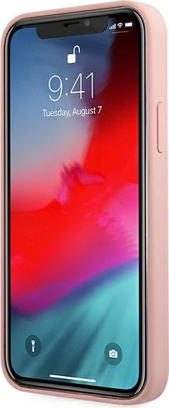 Mbështjellës Guess GUHCP12LLSVSPG për iPhone 12 Pro Max 6.7", silikon, rozë/jeshile