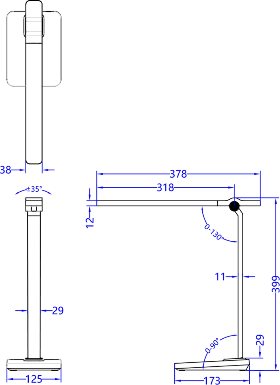 Llambë profesionale për tavolinë LED, ngjyrë e bardhë, BLAIN PRO FH4448.01, 17,3x12,5x39,9H cm