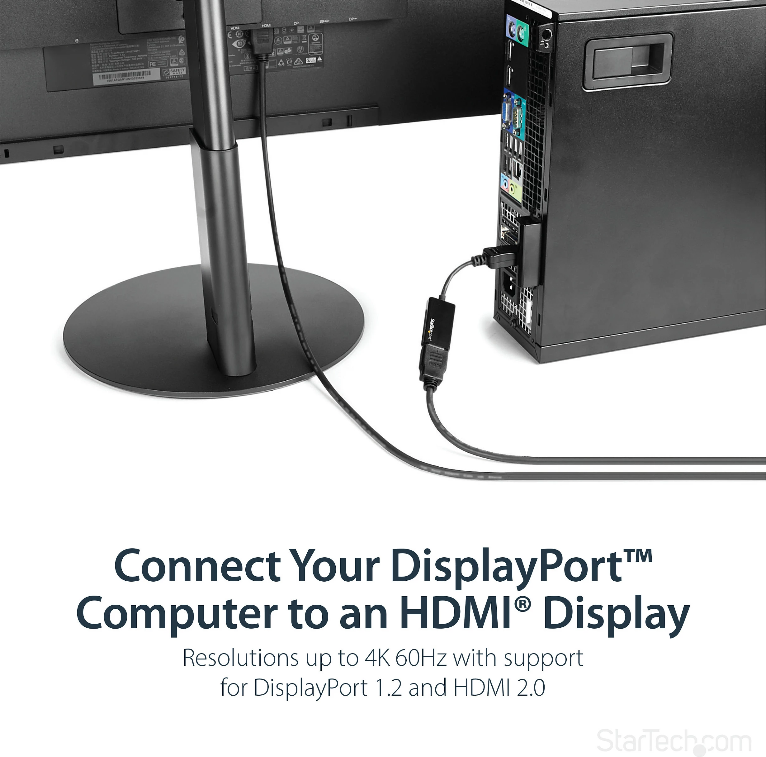Adapter DisplayPort në HDMI StarTech DP2HD4K60S, 4K 60Hz, aktiv, 0.215 m, i zi