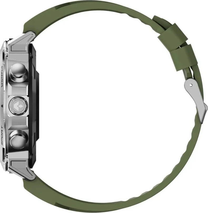 Smartwatch Garett Atom 1.43\" AMOLED, Bluetooth thirrje, IP68, 370 mAh, argjendtë, set me rrip shtesë silikonik