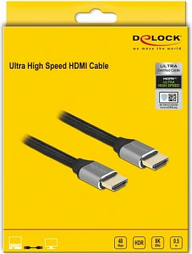 Kabllo HDMI DeLOCK Ultra High Speed 48Gbps, 0.5m, 8K 60Hz, ARC/eARC, gri