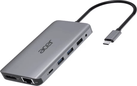 Docking station Acer HP.DSCAB.009 USB-C me HDMI, Ethernet, disa porta USB, argjendtë