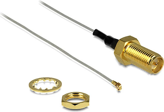 Kabllo koaksiale DeLOCK 88813, MHF III (I-PEX) në RP-SMA, 0.2 m, 50 Ω, Gri