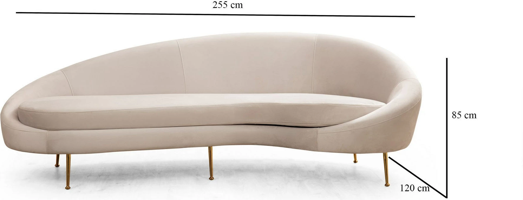 Divan treshe Atelier del Sofa, Eses Right, bezhë