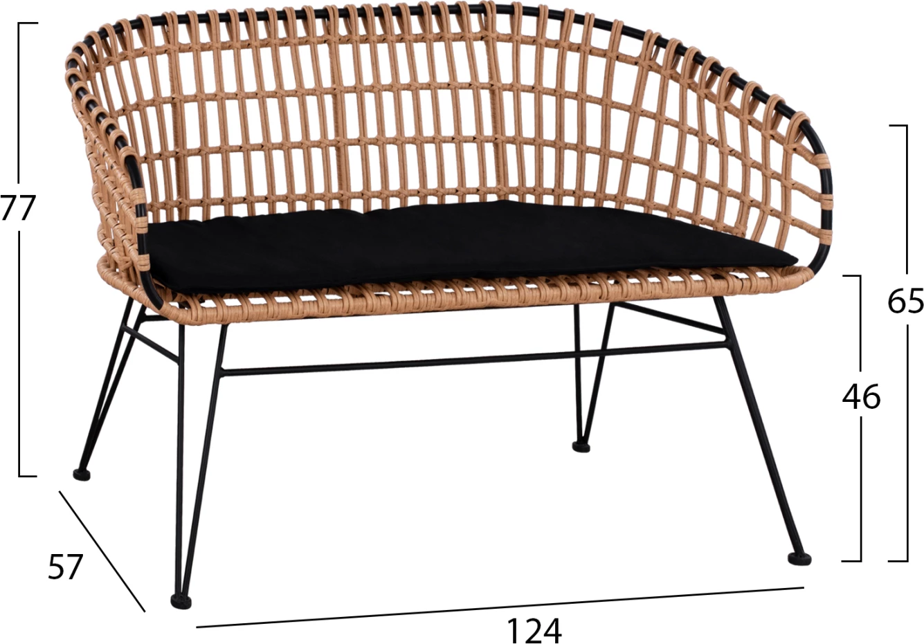 Set kopshti ALLEGRA FH21051, 4 pjesë, ratan/të zeza