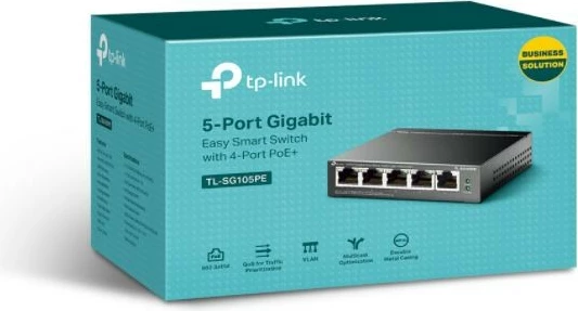 Switch TP-LINK TL-SG105PE, 5 porta gigabit, 4x PoE+, kasë metalike