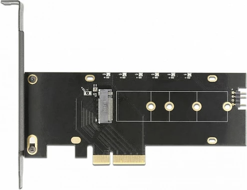 Kartë zgjerimi PCIe DeLOCK, adapter M.2 NVMe Key M me heatsink, Low Profile, PCIe 4.0, RGB, e zezë
