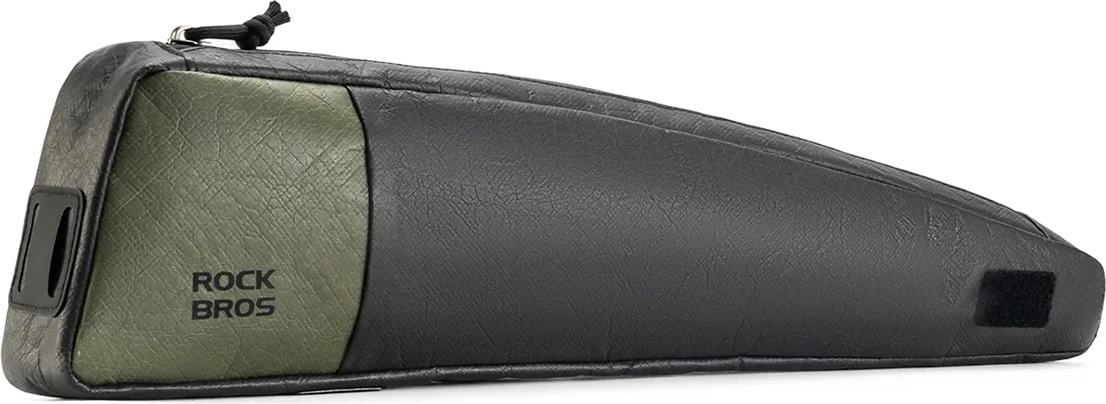 Çantë top tube për biçikletë Rockbros DB005 0.9L, me sipërfaqe rezistente ndaj ujit, me rrip shpatulle, zi/jeshile