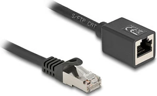 Kabllo rrjeti DeLOCK 90320, Cat6a, 1m, RJ-45 (M-F), S/FTP, e zezë