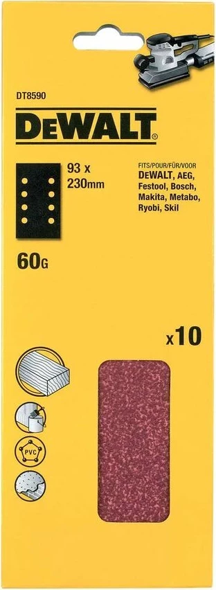 Letër zmerile për brus DeWalt DT8591, 93x230 mm, Gr.80, set 10 copë