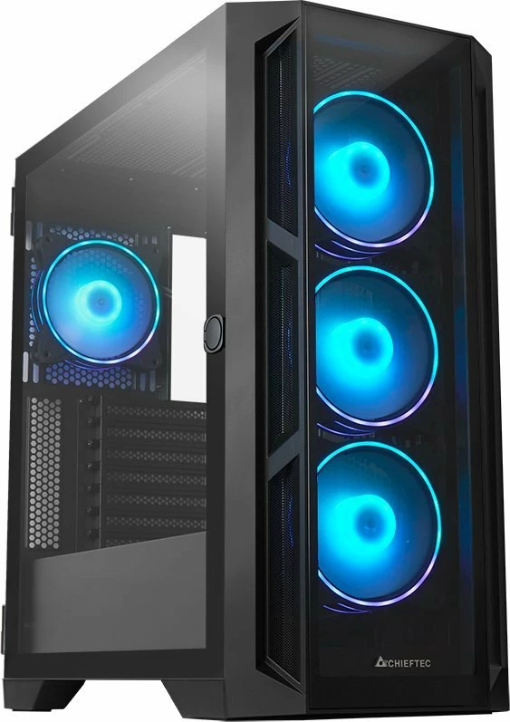 Kasë Chieftec Apex GA-01B-TG-OP, Midi Tower E-ATX/ATX, xham i temperuar, 4x120mm ARGB, USB-C, e zezë