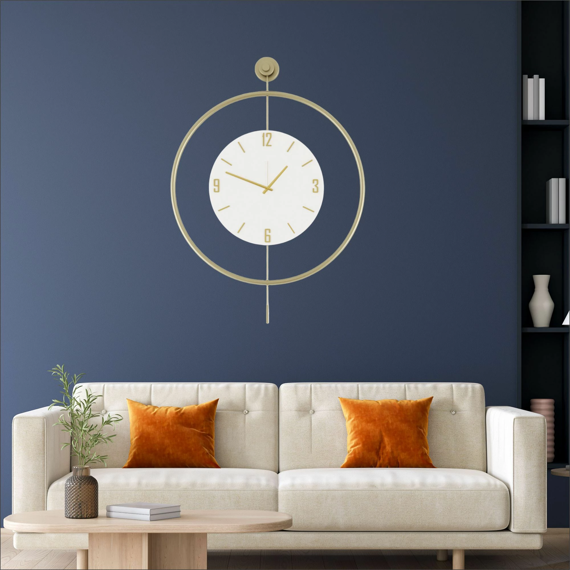 Orë muri dekorative metalike Wallity, Mclock-00111, ngjyrë ari, 58x80x7cm