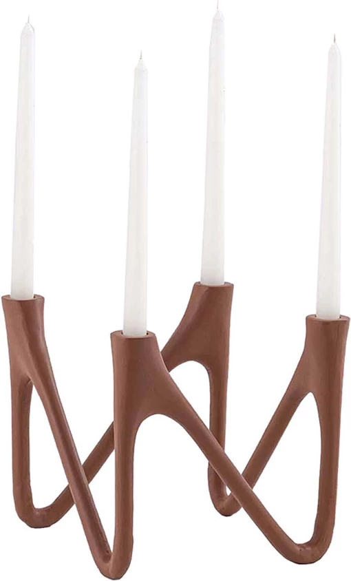 Mbajtëse qirinjsh Formas, alumin, ngjyrë terrakote, 22x22x21cm