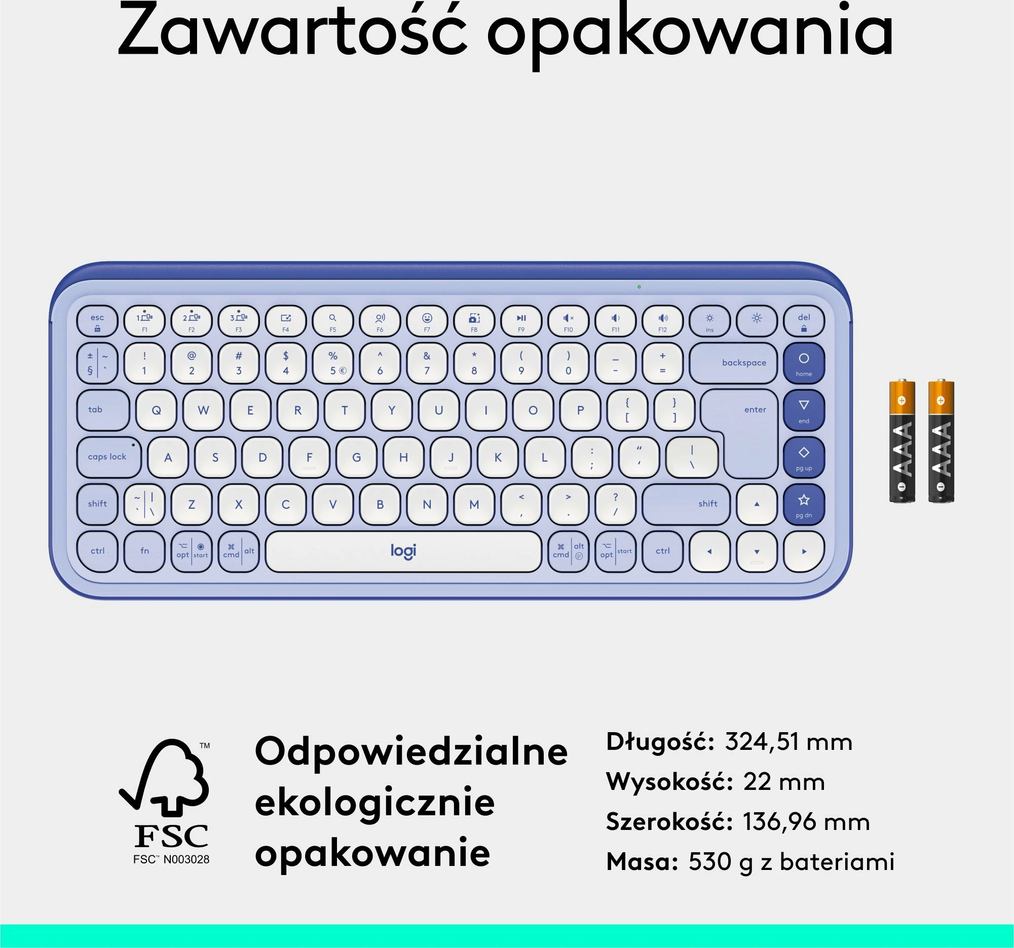 Tastierë wireless Logitech POP Icon Keys 920-013074, US INTL, pa numpad, Lavender