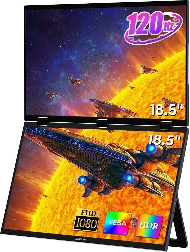 Monitor Zeuslap Z18W, 2x 18.5", Full HD, IPS, 120Hz, i zi