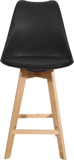 Karrige për bar Gaston, ngjyrë e zezë pp-pu dhe këmbë druri natyrale, 56x48.5x104cm