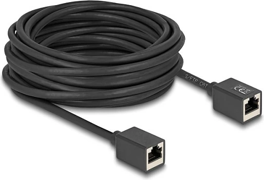 Kablë rrjeti DeLOCK RJ45 femër-femër Cat6A S/FTP 10 m, e zezë