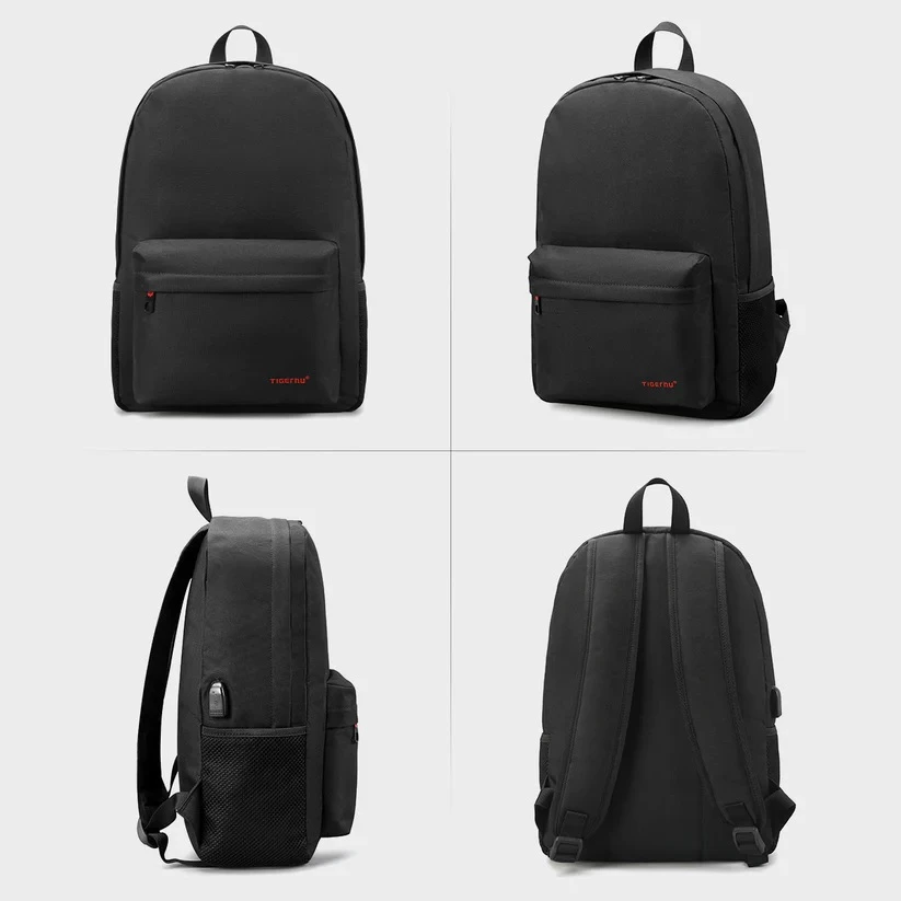 Çantë shpine për laptop Tigernu Corvus 14", USB për karikim, 29 x 14 x 43 cm, e zezë