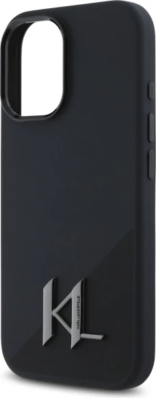 Mbështjellës Karl Lagerfeld Silicone Shadow Metal Initial MagSafe për iPhone 16, Zi