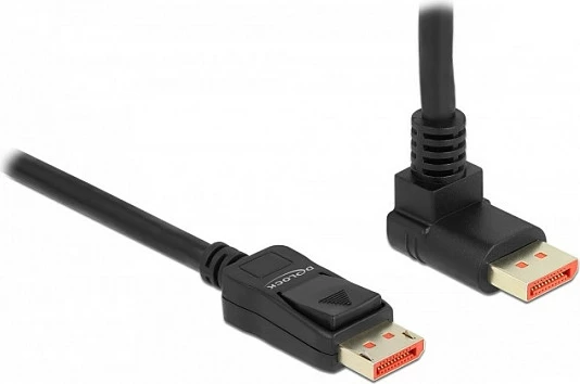 Kabll DisplayPort DeLOCK 1.4, 3 m, 8K 60Hz, 90° i kënduar, i zi