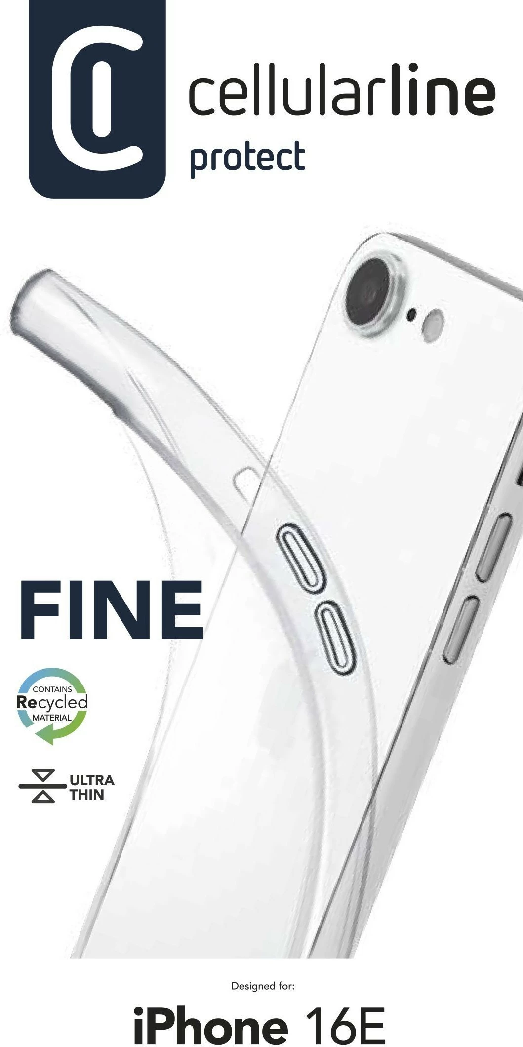 Mbështjellës Cellularline Fine për iPhone 16e, ultra i hollë, transparent