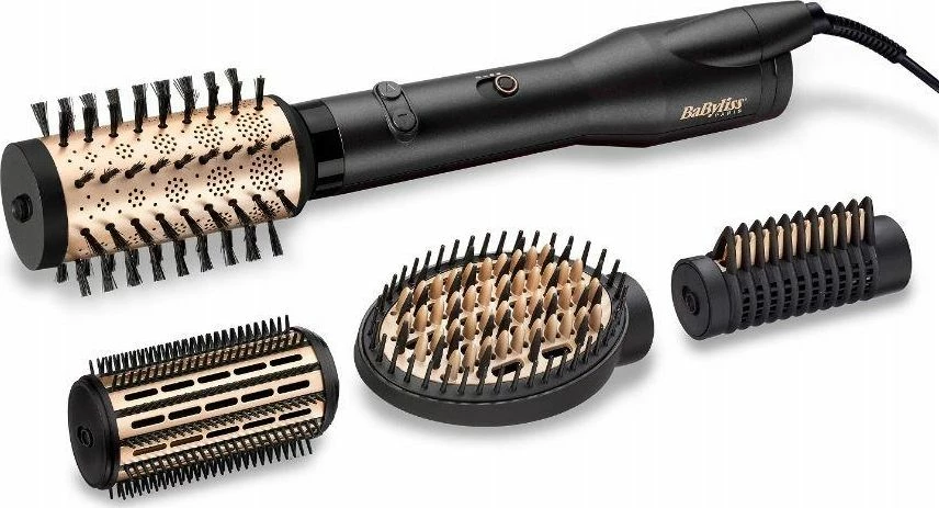 Tharëse dhe kaçurrelore flokësh BaByliss AS970E Big Hair Luxe 650W, furçë rrotulluese 50mm, ionizim, e zezë, set 3 aksesorë