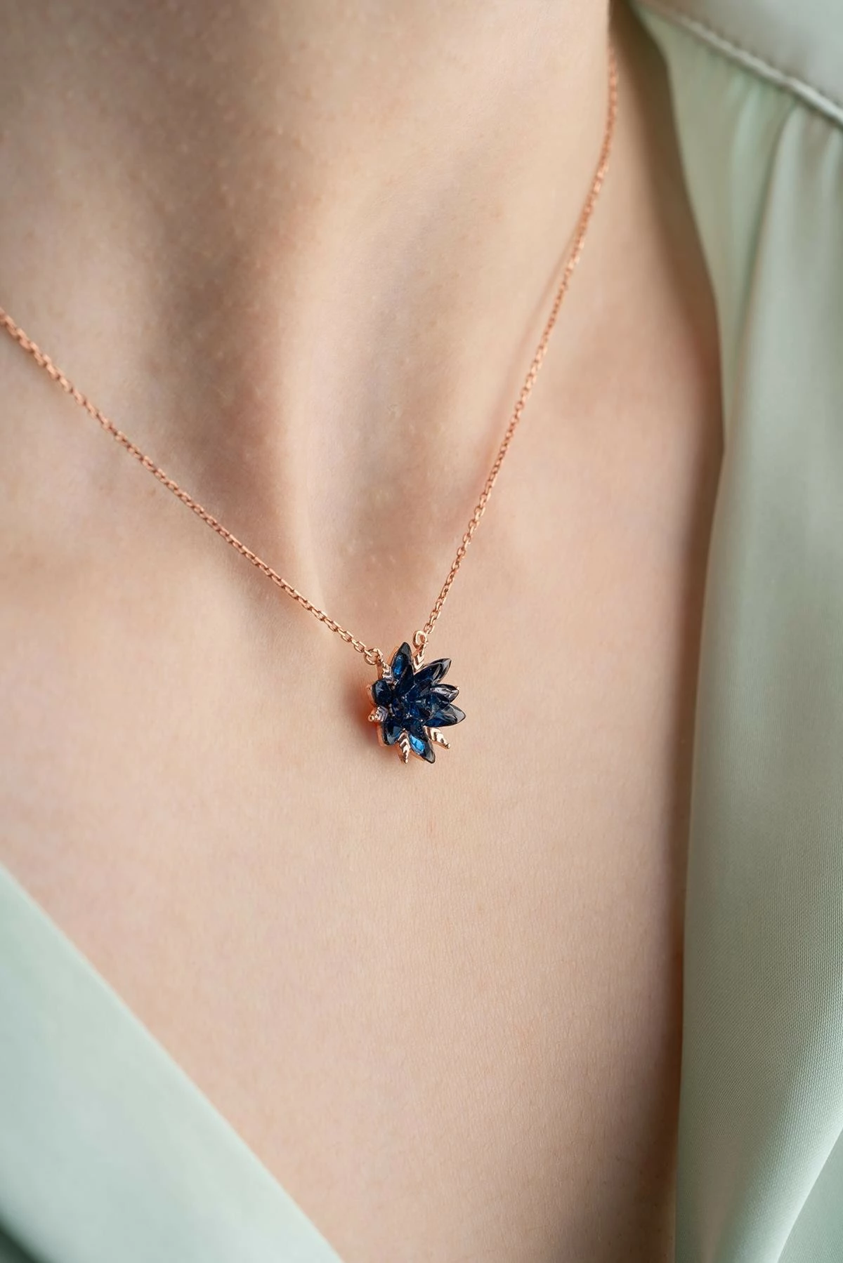 Qafore argjendi, ngjyrë navy blue dhe rozë gold, Jumeon, NRZ999291