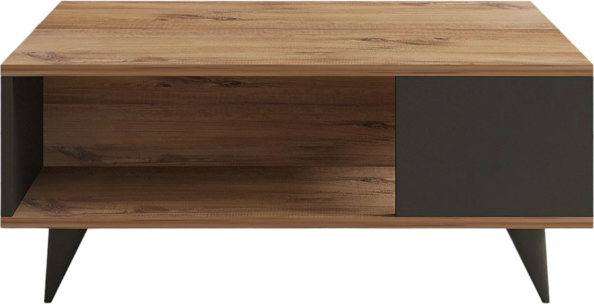 Tavolinë kafeje dy kate, ngjyrë arrë dhe e zezë, Hanah Home Yuka