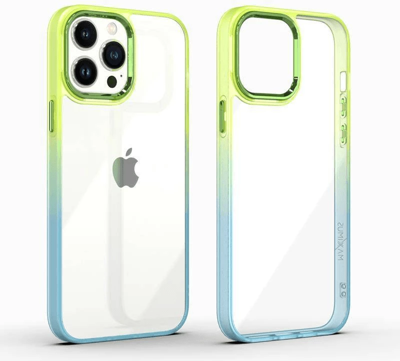 Mbështjellës silikoni gradient ONASI 17732 për Samsung Galaxy A14, 1.8mm, transparent me kornizë të gjelbër