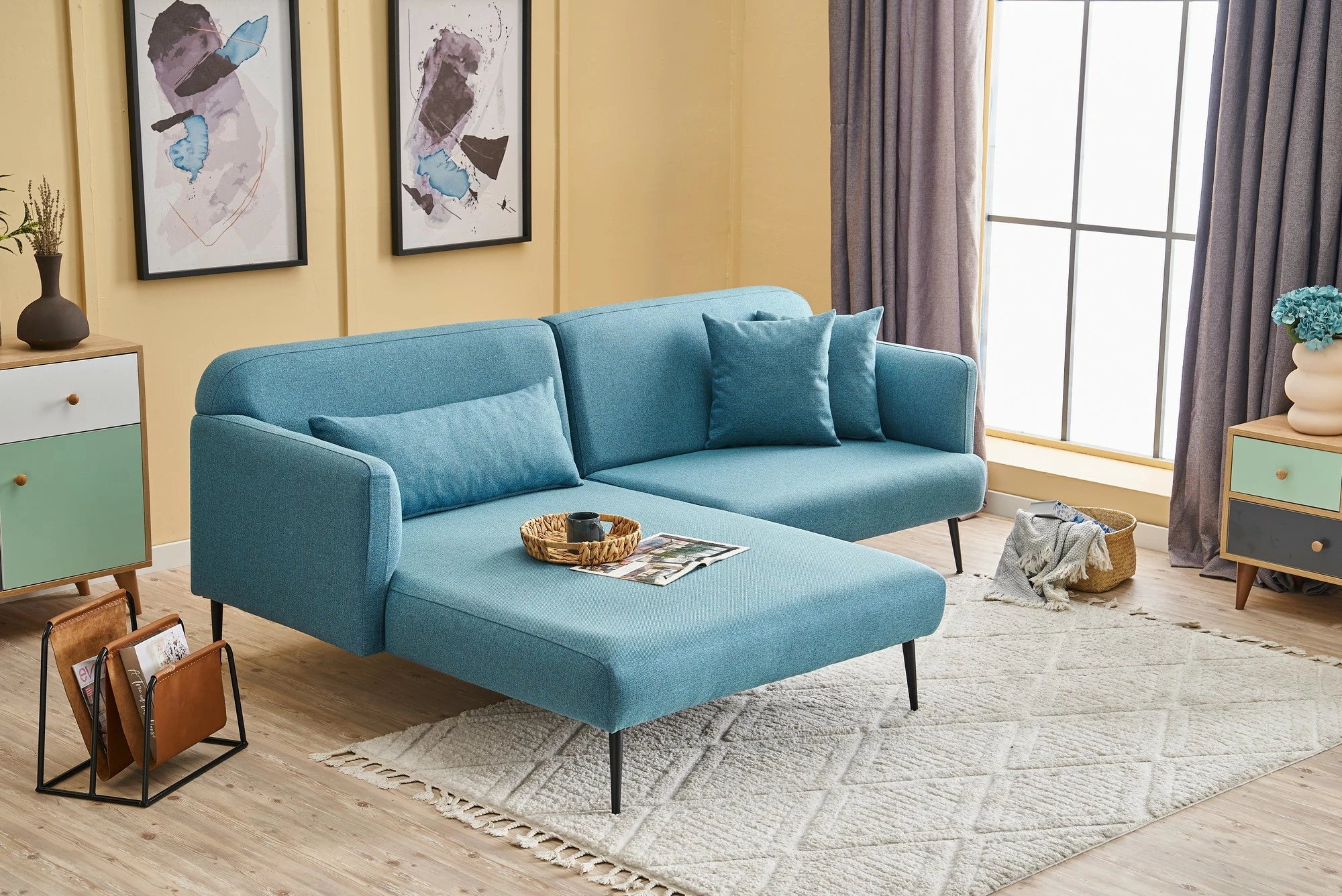 Këndsofa Atelier del Sofa, Revos majtas, ngjyrë turquoise