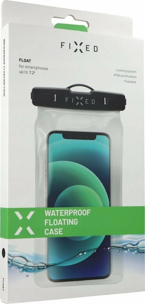 Mbështjellës i papërshkueshëm nga uji Fixed Float FIXFLT-BKK IPX8 për celular deri 7.2\", i zi, me rrip qafe