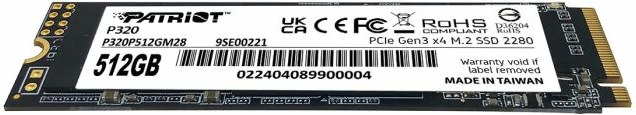 SSD Patriot P320 512GB M.2 NVMe PCIe Gen3 x4 2280