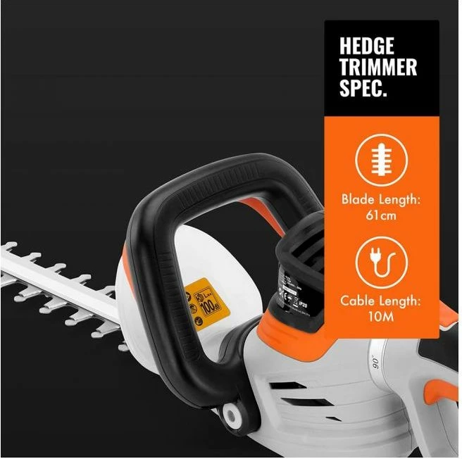 Prerëse elektrike për gardh VONHAUS 2515206 710W, teh 61cm, prerje 24mm, kabllo 10m, bardhë/zezë/portokalli