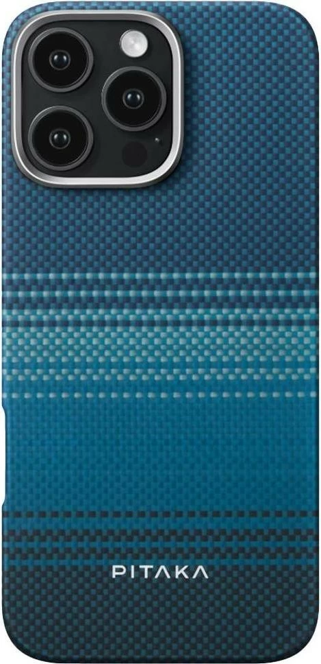 Mbështjellës Pitaka Tactile Woven MagSafe për Apple iPhone 16 Pro Max, aramid fiber, ultra-i hollë, blu 5