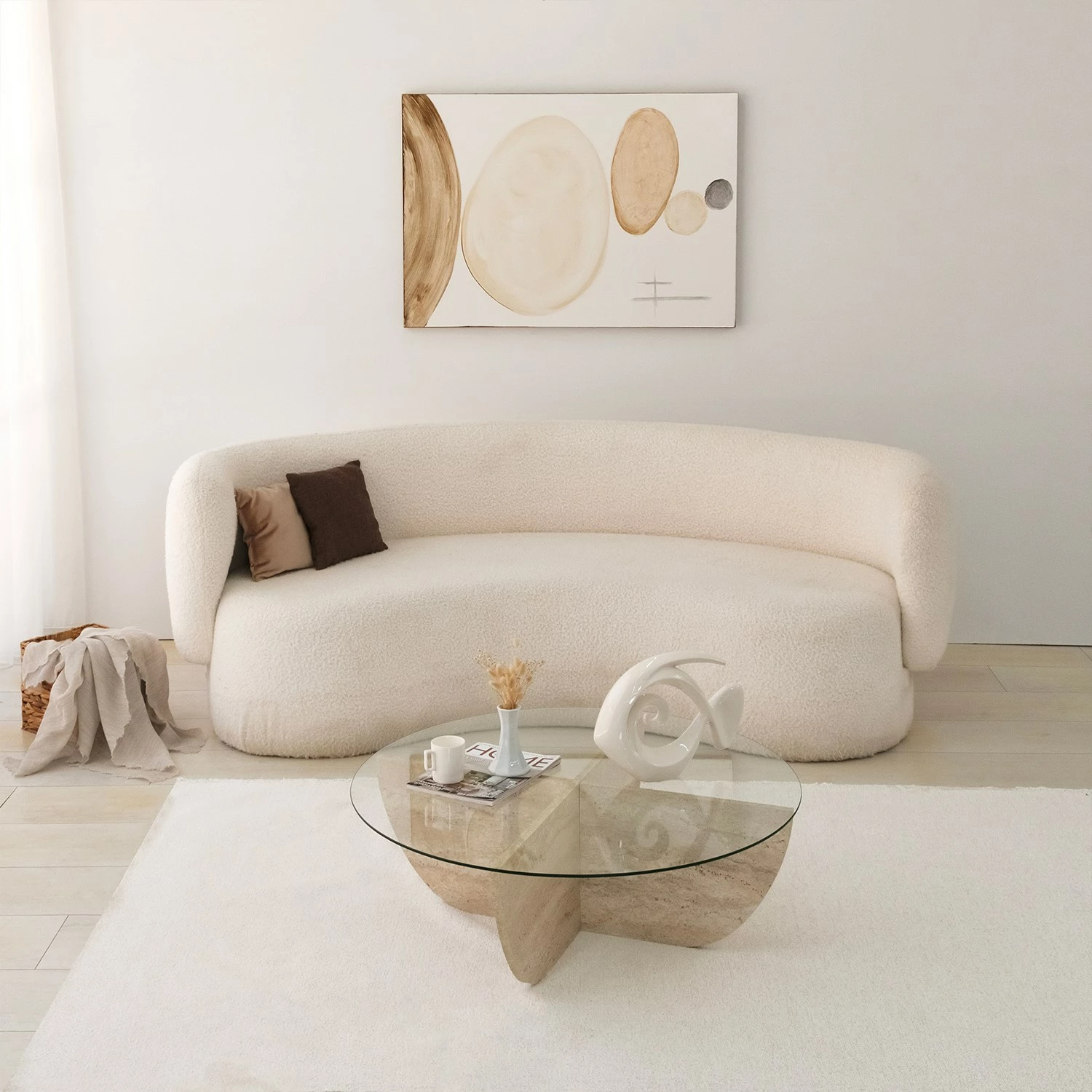 Tavolinë kafeje Hanah Home, Lily, ngjyrë travertin, 90x30cm