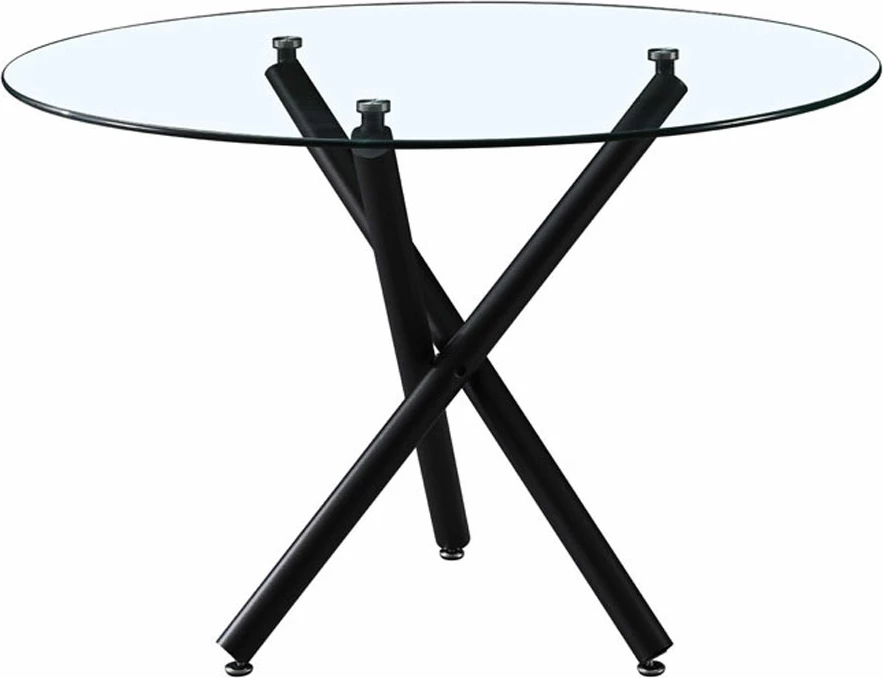 Tavolinë Gem, xham i tejdukshëm, bazë metalike e zezë, 110x110x74cm