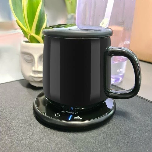 Ngrohës elektrik për filxhan Ruhhy 22125, kupa 400 ml me kapak + lugë, timer 1-9 h, 40/60°C, e zezë