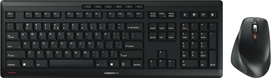 Kasë Cherry STREAM DESKTOP COMFORT, Wireless, RF Wireless, Scissor key switch, QWERTY, E zezë, Maus i përfshirë