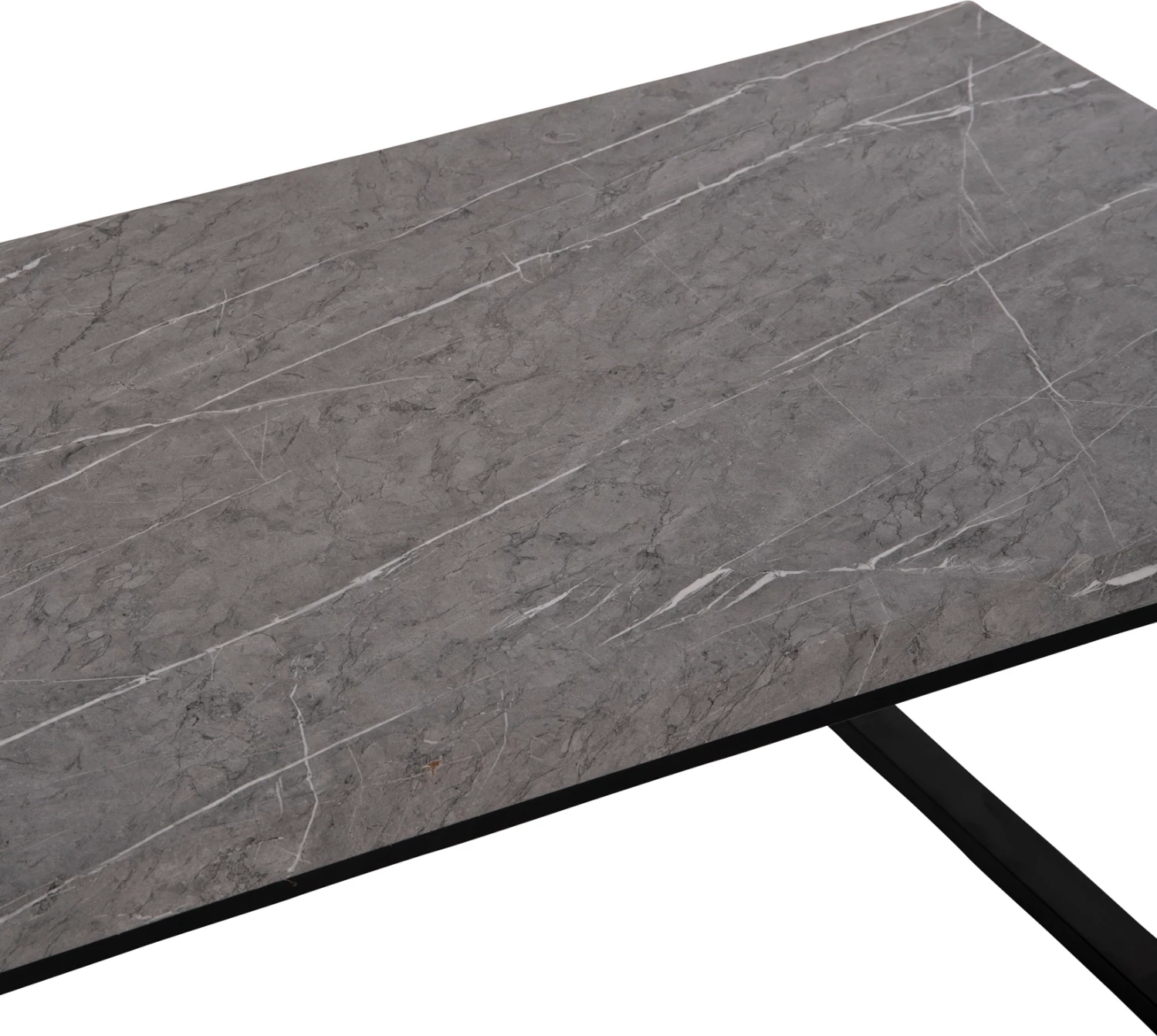 Tavolinë kafeje FH9585.02 MDF, sipërfaqe tavoline ngjyrë mermeri gri, bazë metalike e zezë, 120x60x46 cm