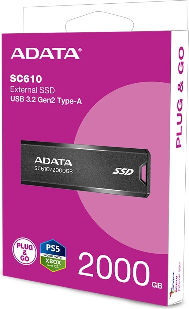 USB Flash ADATA SC610, 2 TB, USB Type-A 3.2 Gen 2, e zi