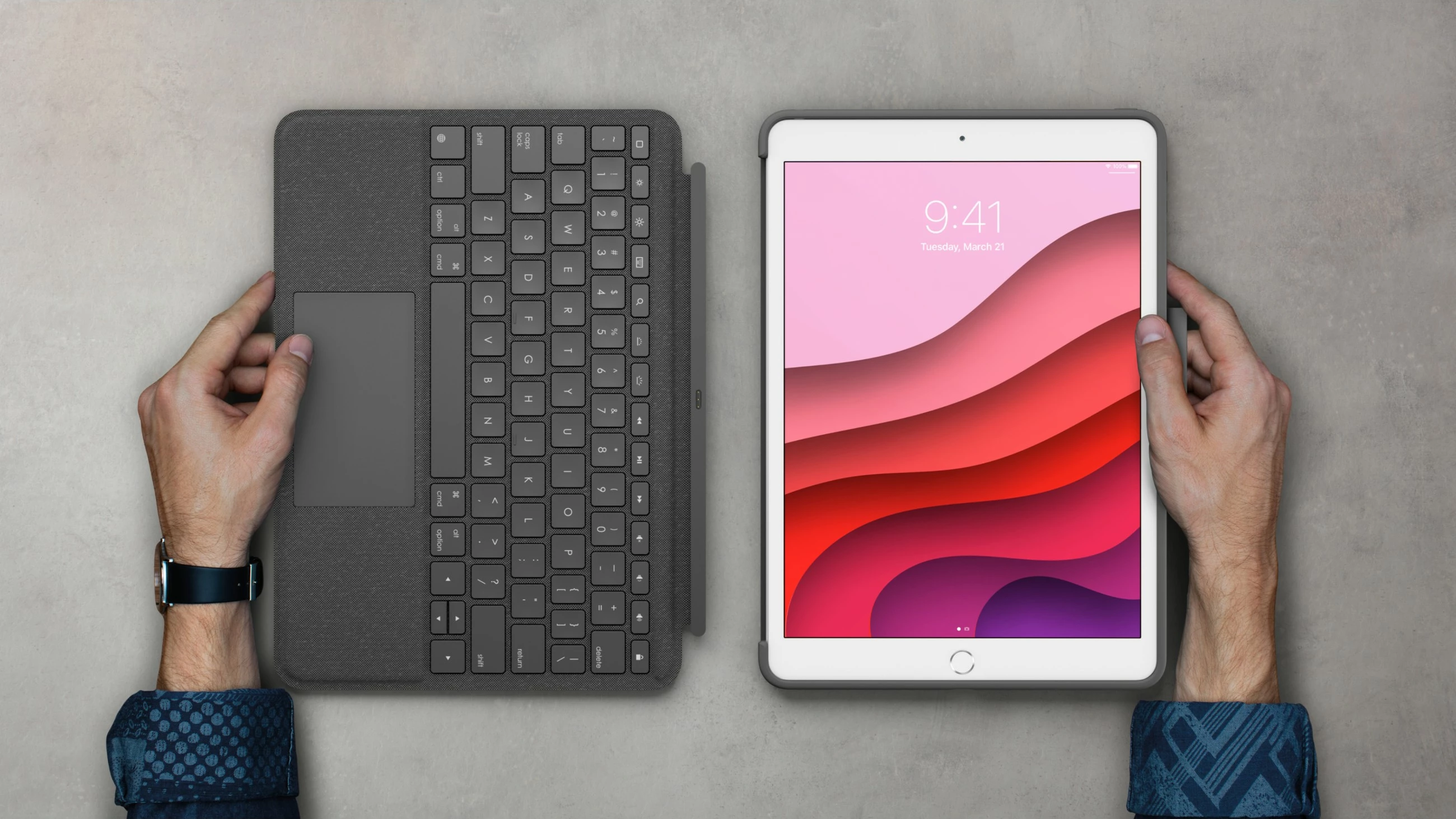 Tastierë Logitech Combo Touch, QWERTZ, Swiss, Touchpad, iPad 7, Graphite