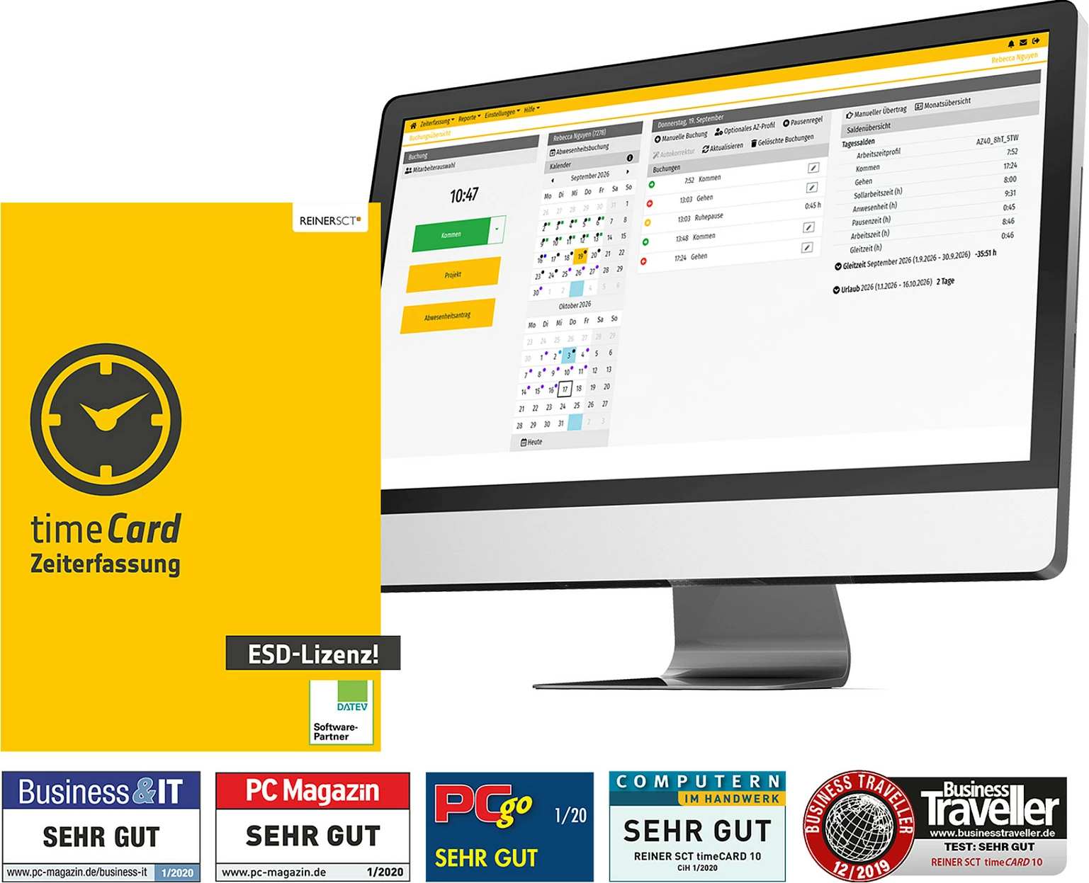 Softuer evidencë orari REINER SCT timeCard, licencë vjetore ESD, deri 25 punonjës