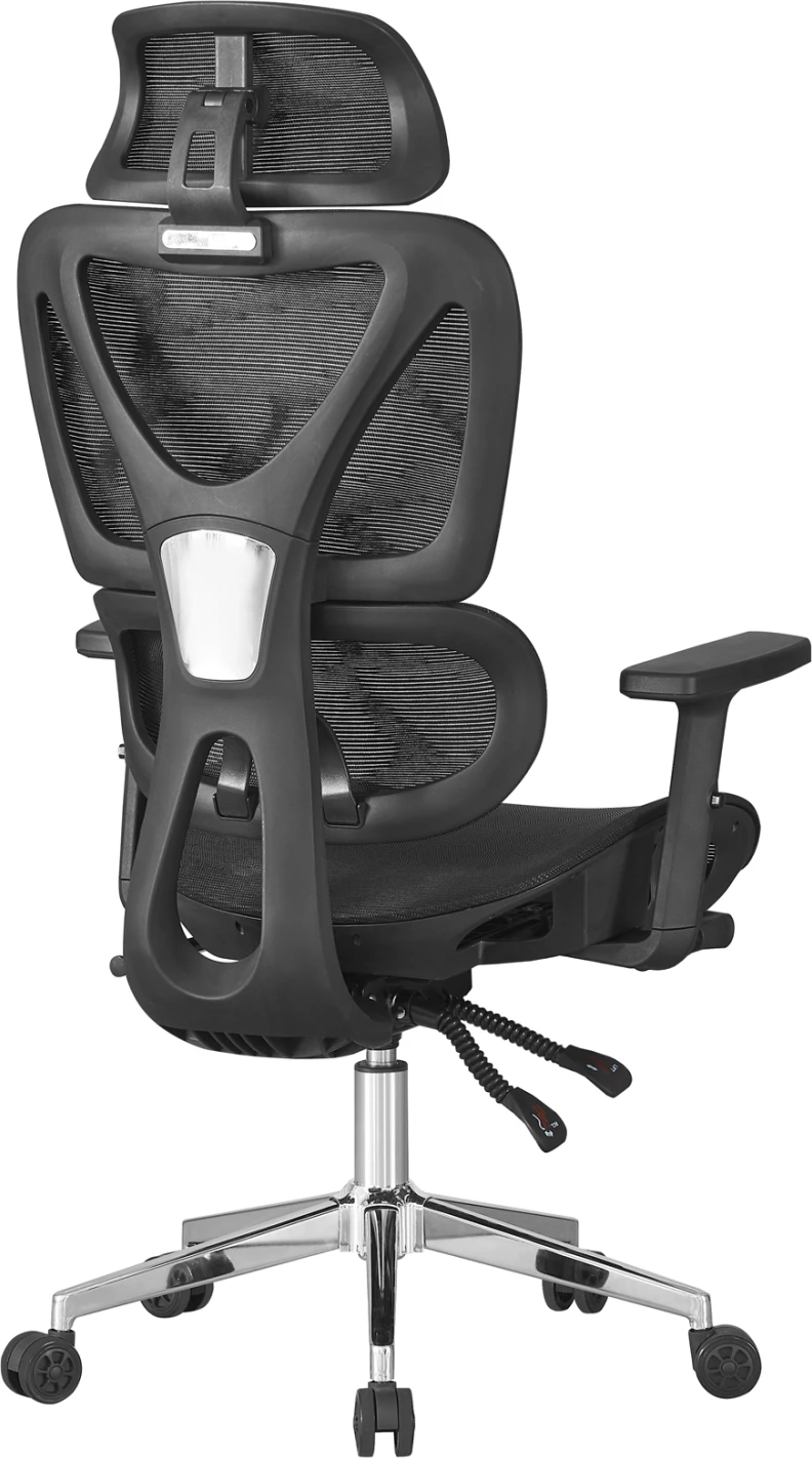 Karrige zyre ergonomike NOVAR, rrjetë e zezë, bazë kromi, 51x49x129cm