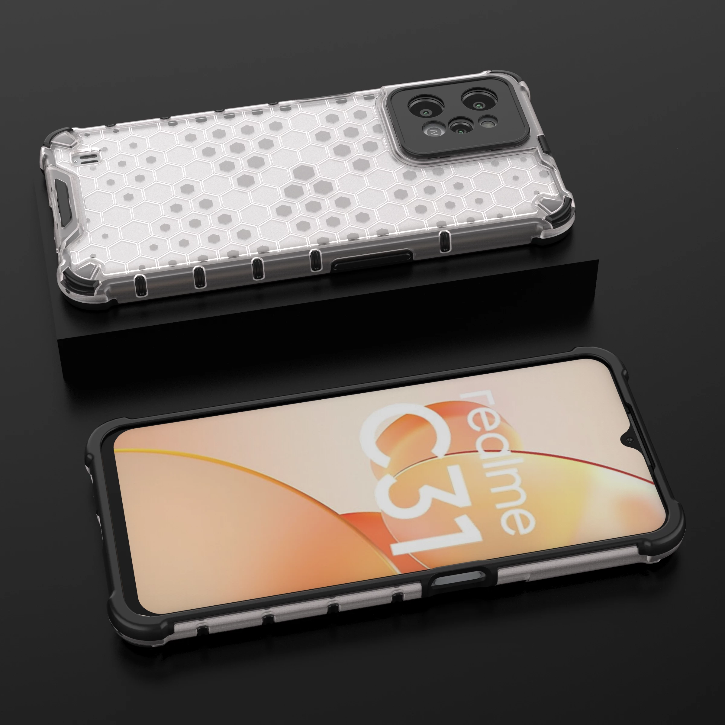 Mbështjellës Hurtel Honeycomb për Realme C31, Transparent