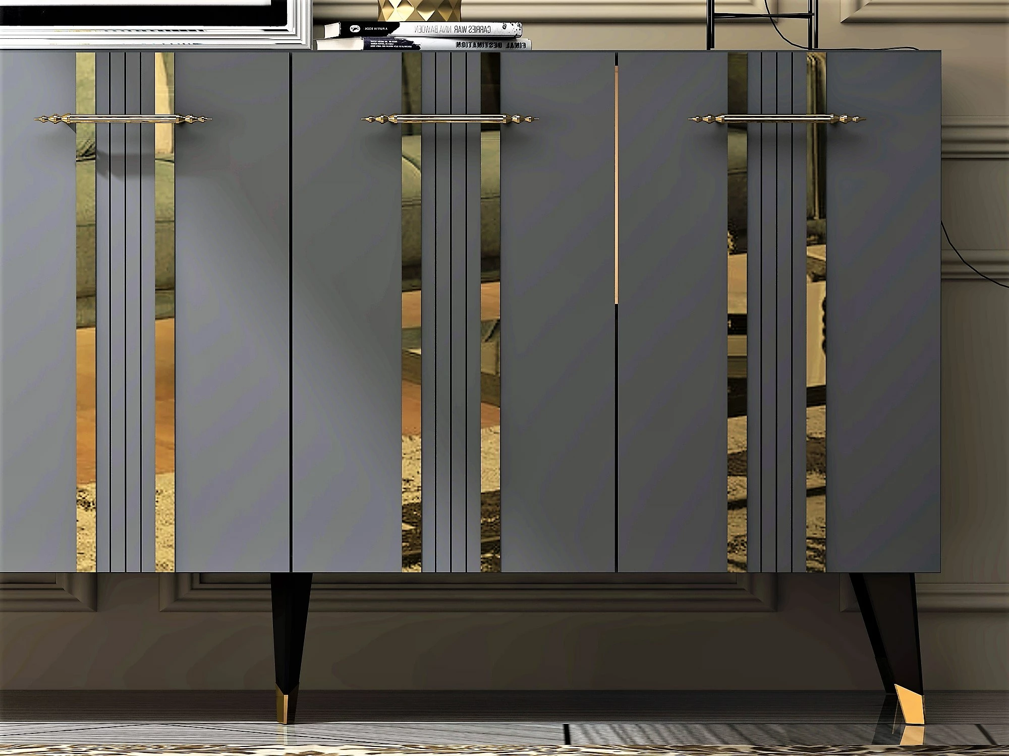 Konsol Hanah Home, Asel, anthracite-gold